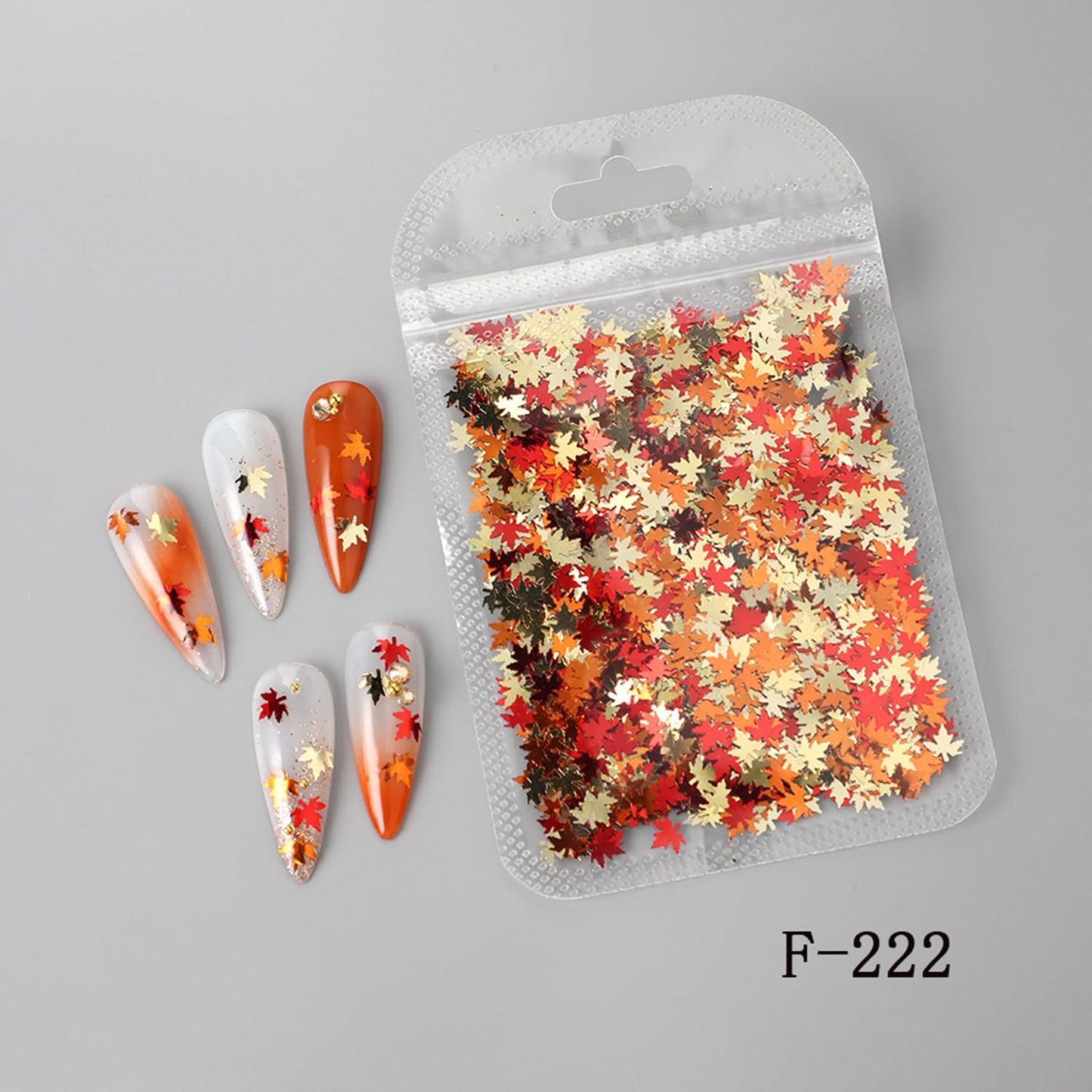 Thanksgiving Glitters Nails Sequins Fall Nail Glitter Sequins Autumn Maple Leaf Flakes Design Nails Charms Holographic Mixed Color 3D Confetti Nails Glitter for Women