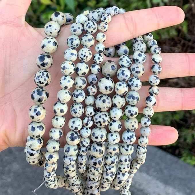 90pcs Adabele Natural Dalmatian Jasper Healing Gemstone 8mm (0.31 inch) Round Loose Beads Gem Stone Spacer for Craft Jewelry Making GF17-8