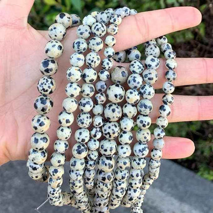 120pcs Adabele Natural Dalmatian Jasper Healing Gemstone 6mm (0.24 inch) Round Loose Beads Gem Stone Spacer for Craft Jewelry Making GF17-6