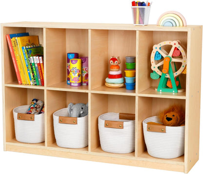 OOOK 8-Compartment Backpack Wooden Storage Cabinet - Kids Toy Storage Organizer - Bookshelf for Classroom, Playroom, Kindergarten, Living Room, Office