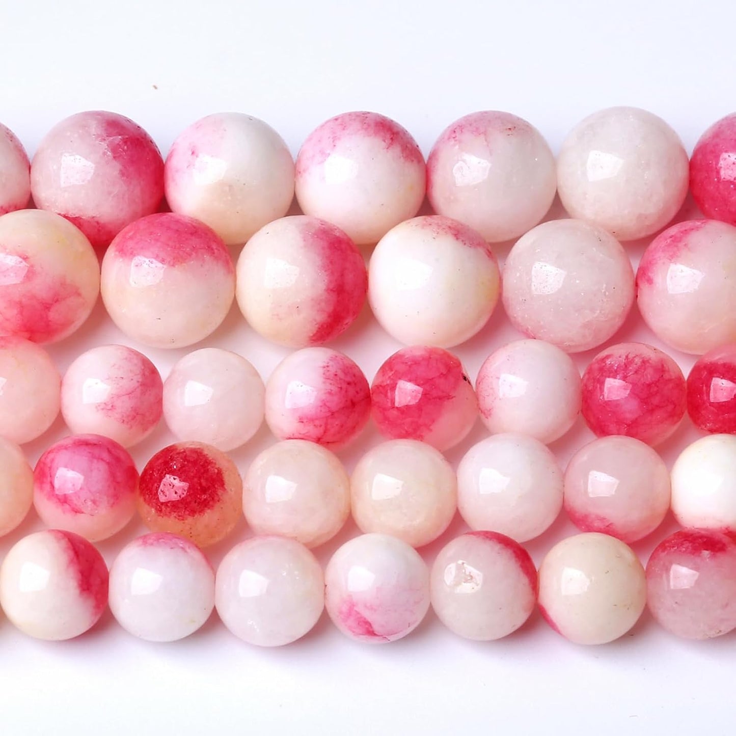 32pcs 12mm Natural Pink White Jade Stone Beads Round Beads Energy Healing for DIY Jewelry Bracelet Necklace Making 1 Strands 15"