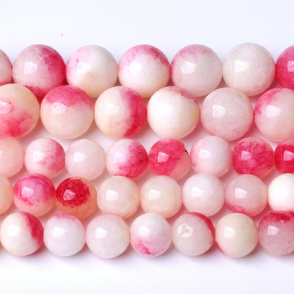 32pcs 12mm Natural Pink White Jade Stone Beads Round Beads Energy Healing for DIY Jewelry Bracelet Necklace Making 1 Strands 15"