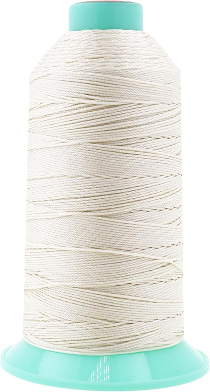 Mandala Crafts Bonded Nylon Thread Off White Heavy Duty Sewing Threads - 415 YDs Size 346 210D T350 Tex 350 Thread for Leather Jeans Weaving Outdoor Marine Upholstery Threads