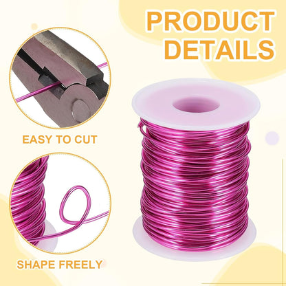 uxcell 16 Gauge / 1.5mm Anodized Aluminum Wire for Jewelry Craft Making, 102 Feet Bendable Flexible Wire for DIY Home Decor Gardening Sculpture, Rose Red