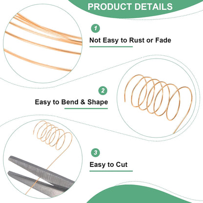 0.2 mm/32 Gauge Copper Wire for Jewelry Making, 82FT Copper Beading Craft Wire for Jewelry/Weaving/DIY Crafting/Planting, Color-Retaining [25M, Copper Tone]