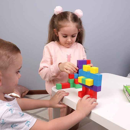 Magnetic Blocks, Magnetic Cubes Educational Toys, Original Award Winning Magnetic Building Blocks for Kids, 100 Pieces Rainbow Color Autism Toys Magic Cube Sensory Toys for Kids