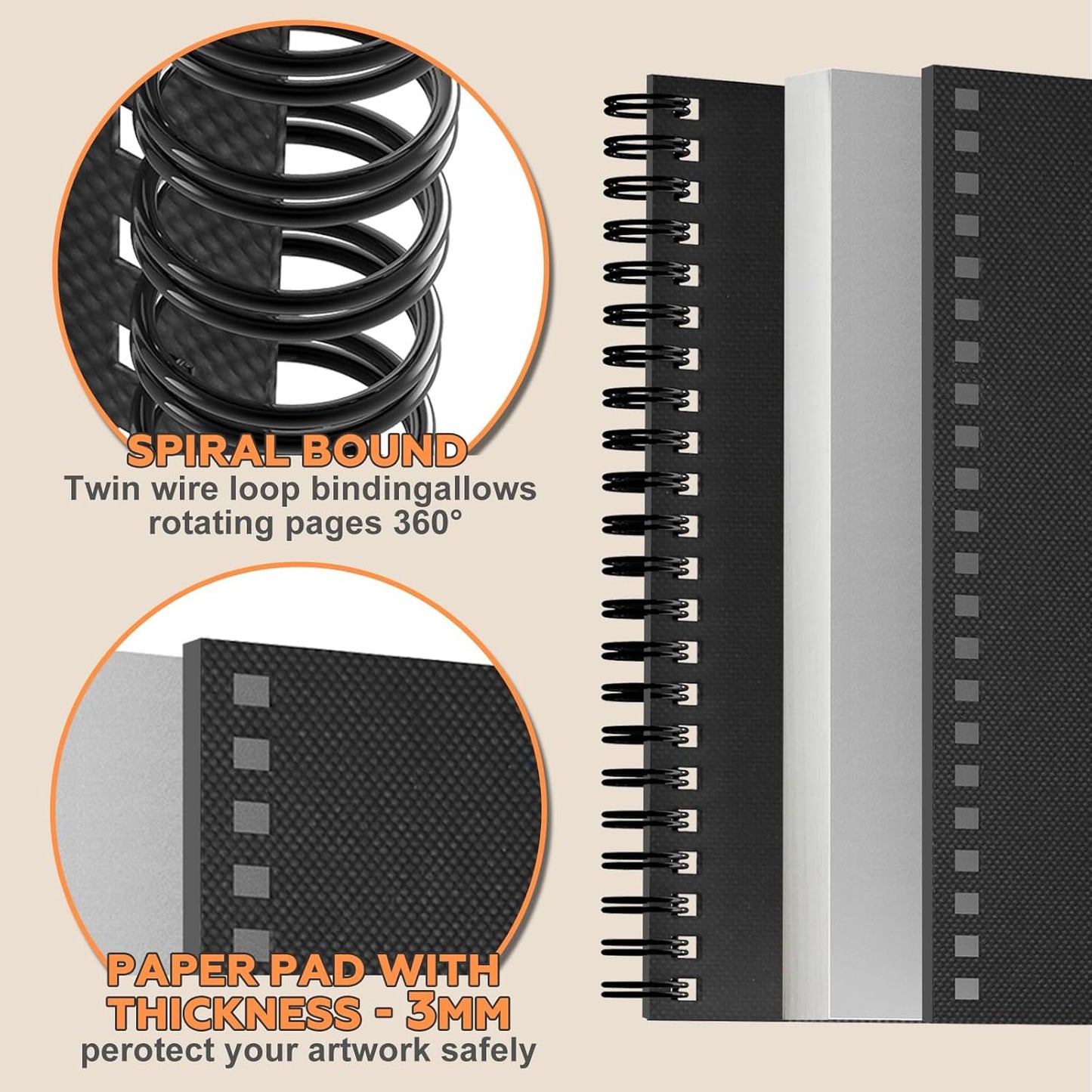 5.5" x 8.5" Sketch Book ，2 Pack 80-Sheets (68lb/100gsm)，Double-Sided Hardbound Sketchbook, Spiral Bound,Acid Free Paper Painting Drawing Writing Sketching Pad for Kids Adult Teens Girls Boys - Crafty Corner