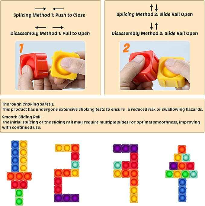 Giant Pop Blocks Bubble Premium Silicone Pop Fidget Blocks for Endless Joy and Education - Vibrant Pop Blocks for Imaginative Play and Puzzle Games-Toy for Kids (16PCS)