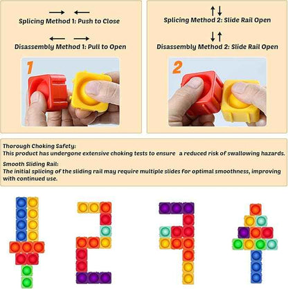 Giant Pop Blocks Bubble Premium Silicone Pop Fidget Blocks for Endless Joy and Education - Vibrant Pop Blocks for Imaginative Play and Puzzle Games-Toy for Kids (25PCS)