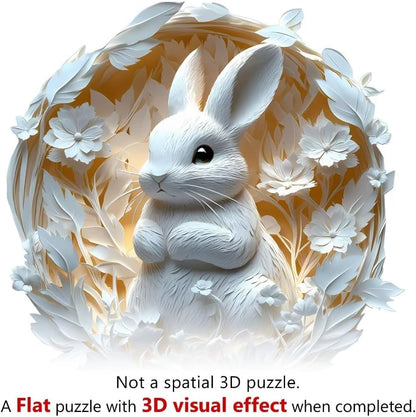 Wooden Puzzles Adults, 3D Paper Rabbit Wooden Puzzles 100 Pieces, Unique Animal Shaped Wood Challenging Jigsaw Puzzles Gifts for Adults, 8.5x8.3in