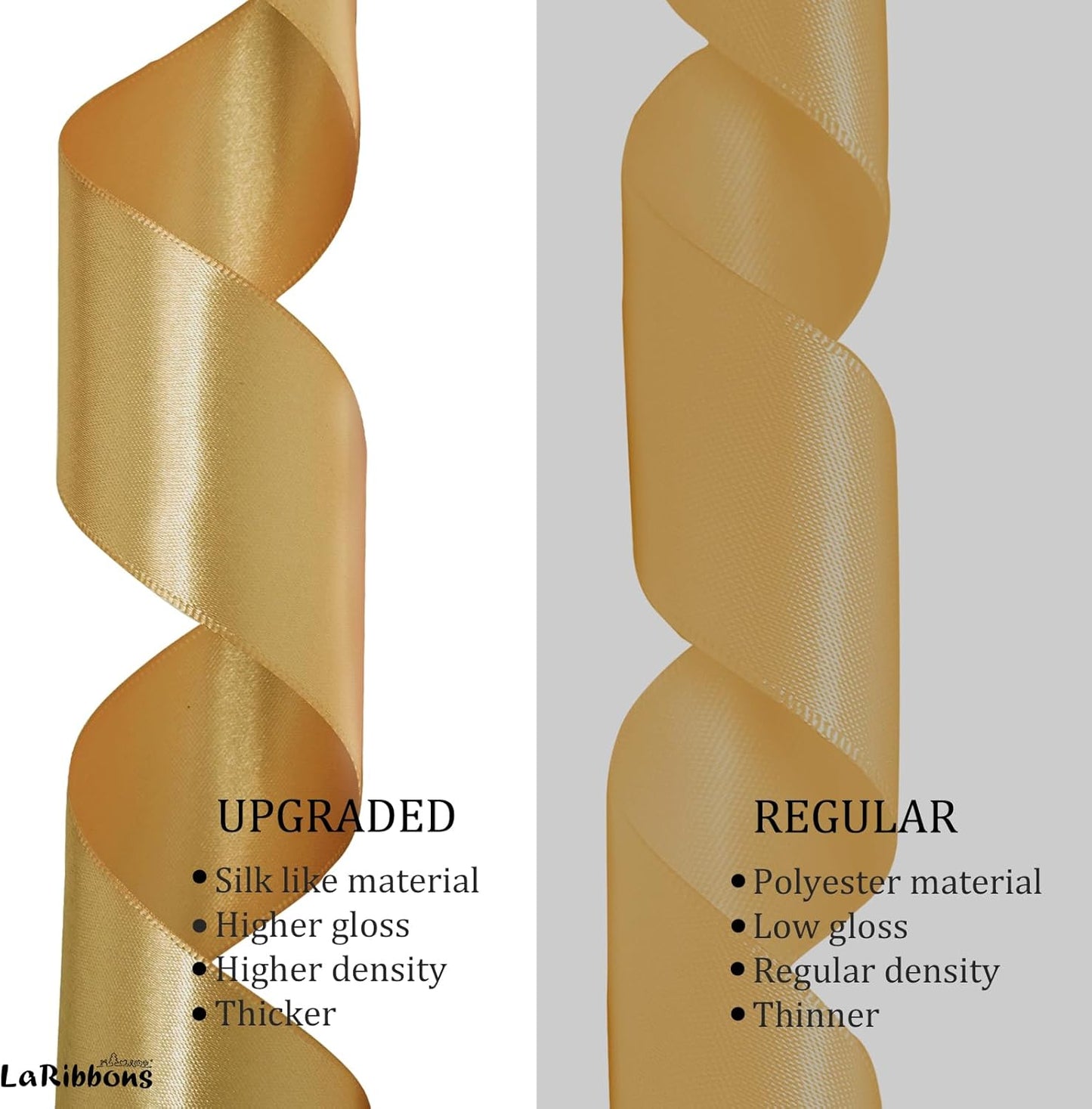 LaRibbons Gold Satin Ribbon 3/8 Inch 50 Yards Thin Luxury Double Faced Pale Gold Silk Ribbon for Flower Bouquet Crafts Gift Wrapping Wedding Christmas Decoration - Crafty Corner