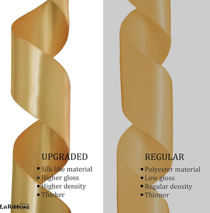 LaRibbons Gold Satin Ribbon 3/8 Inch 50 Yards Thin Luxury Double Faced Pale Gold Silk Ribbon for Flower Bouquet Crafts Gift Wrapping Wedding Christmas Decoration - Crafty Corner