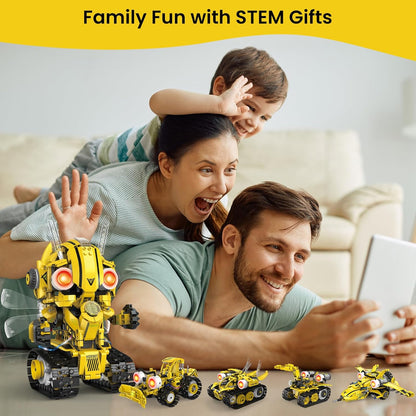 5-in-1 STEM Robot Building Kit for Kids Ages 8-16, Remote & App Controlled, Rechargeable Engineering Learning DIY Coding Toy, Educational Building Blocks Gift for Girls & Boys (673 PCS) - Crafty Corner