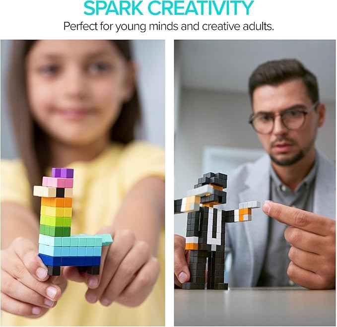 PIXIO Mini Magnetic Blocks Building Toy in The Pixel Art Style with Free App - 5/16" Magnetic Cubes Construction Set - Open Ended Toy - Creativity Toy for Ages 6+, Amphibio