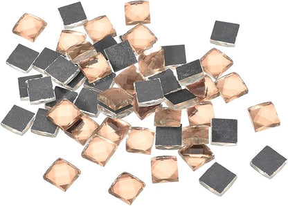 MECCANIXITY Mosaic Tiles 55 Pieces, 13 Faces Glitter Crystal 1 x 1cm for Crafts Bulk, Mosaic Art Kits Stained Glass Pieces for Handmade Jewelry Art DIY Material (Pink)