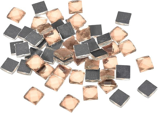 MECCANIXITY Mosaic Tiles 55 Pieces, 13 Faces Glitter Crystal 1 x 1cm for Crafts Bulk, Mosaic Art Kits Stained Glass Pieces for Handmade Jewelry Art DIY Material (Pink)