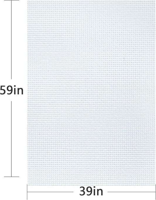 MYFAMIREA Cross Stitch Aida Fabric 11 Count, 59 by 39 Inch Large Size, Classic Reserve Cross Stitch Aida Cloth for Home DIY Embroidery Decoration