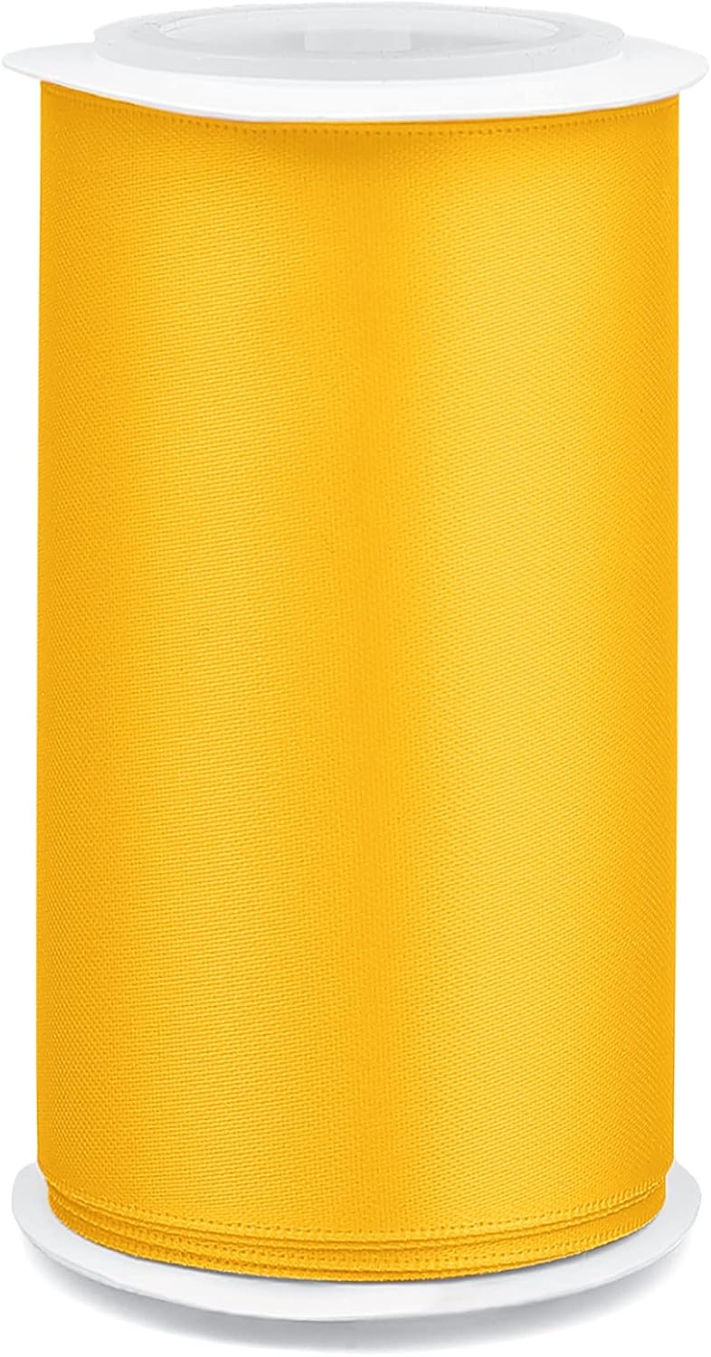 Humphrey's Craft 4 Inch Gold Double Faced Satin Ribbon - 5 Yards Variety of Color for Crafts Gift Wrapping Cutting Ceremony Decoration Sewing Christmas Tree Wedding and Dining Tables. - Crafty Corner
