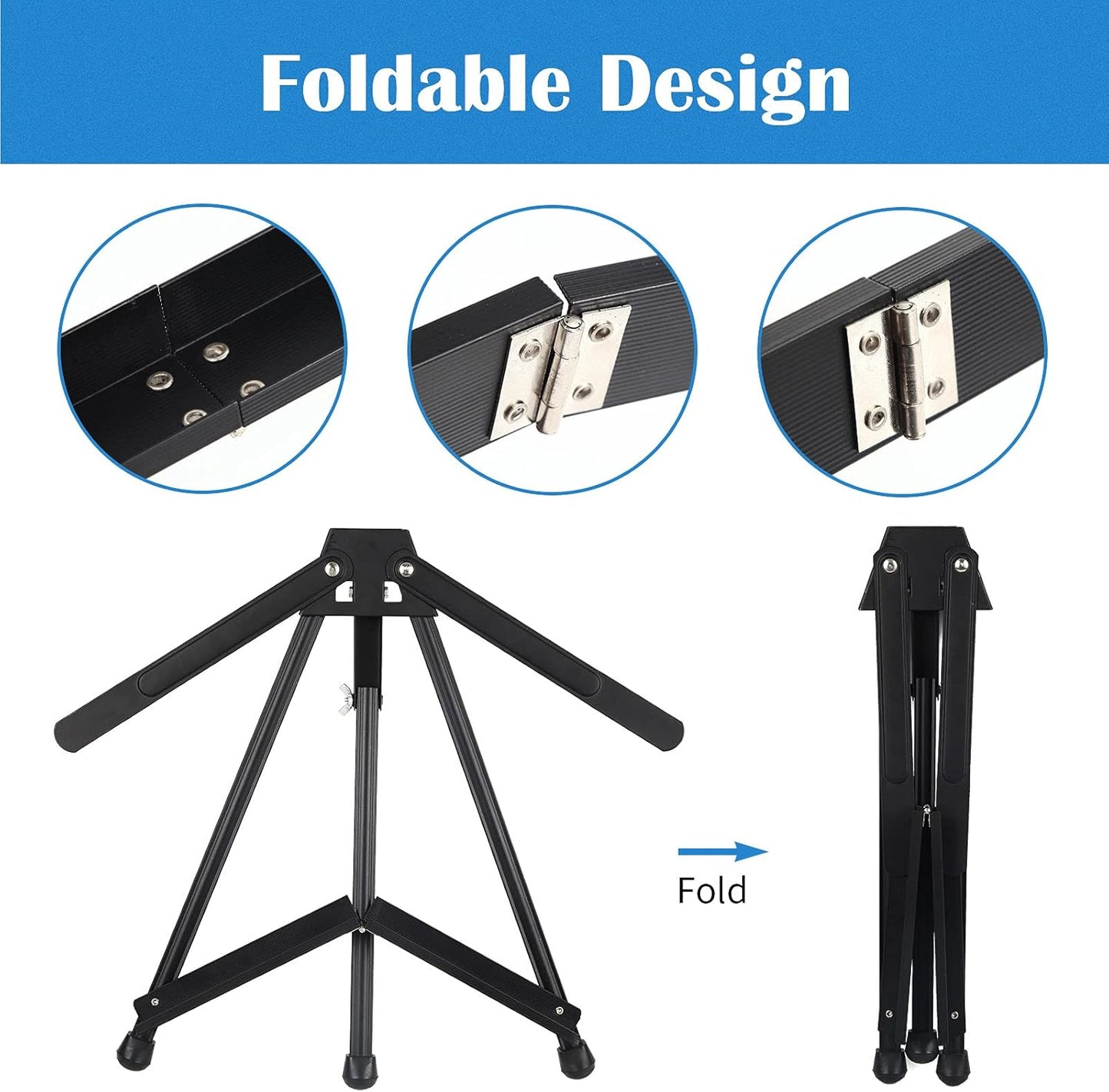Falling in Art Aluminum 15" to 21" Tabletop Easel Display, Black Tripod with Rubber Feet, Holds Canvas, Paintings, Books, Photos, Signs (8 Pack)