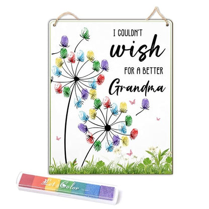 Dandelion DIY Custom Mothers Day Gift for Grandma Fingerprint Sign, Finger Prints Grandma Craft for Baby, First Mothers Day for Grandma, Memory Keepsake Kids Activity PreK Preschool (Wish Grandma)