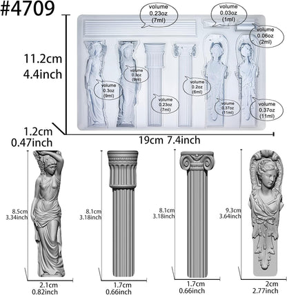 Art Mold for Polyclay Air Dry Clay Plaster, Decorative Column and Sculpture Statue