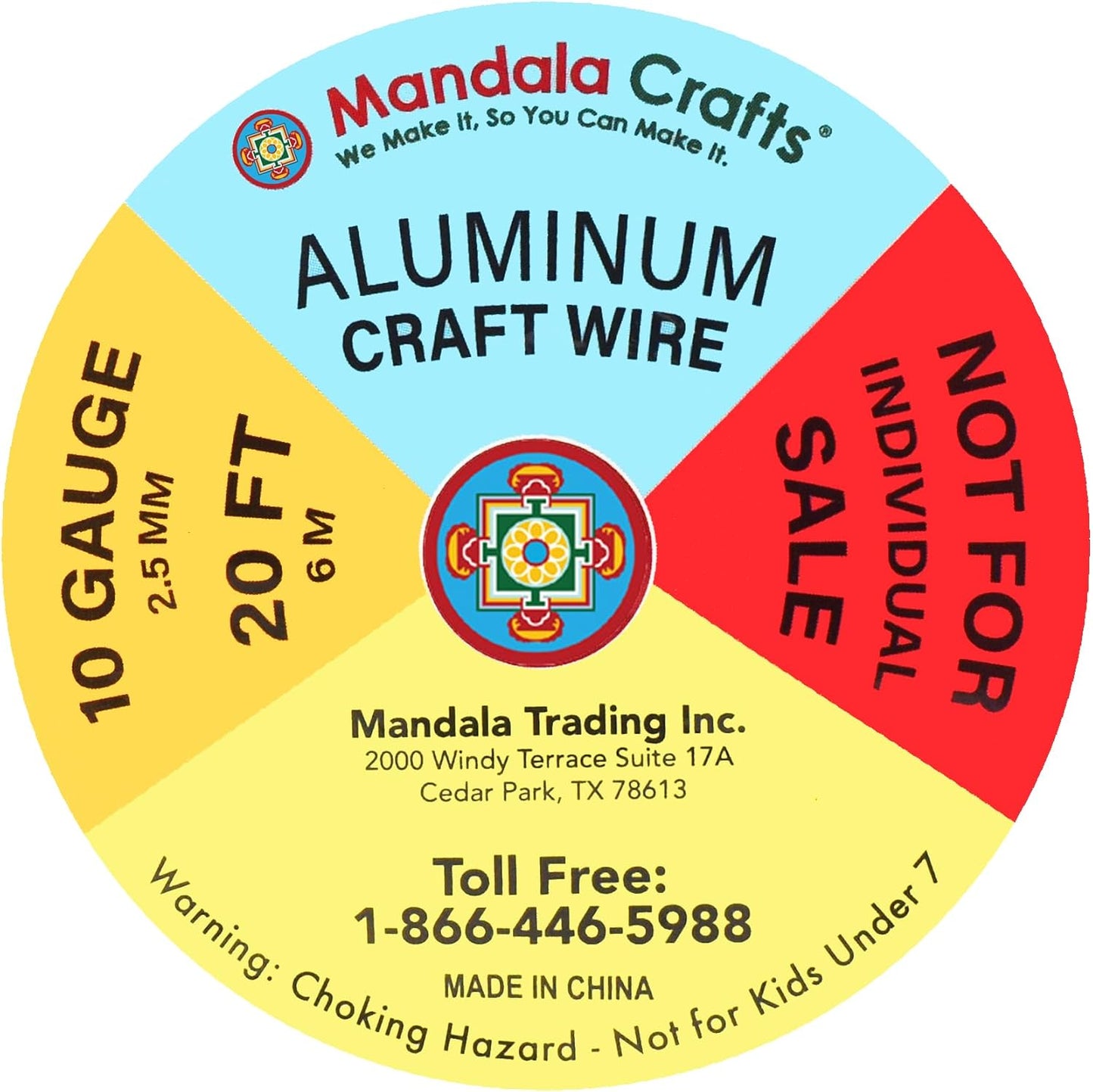 Mandala Crafts 10 Gauge Anodized Aluminum Craft Wire for Jewelry Making - 120 FT Colored Flexible Silver Copper Light Gold Gray Gold Red Wire - Bendable for Bonsai Armature Crafting Sculpting - Crafty Corner