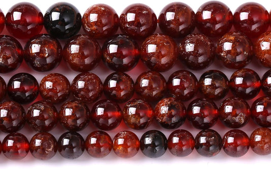 6MM 60PCS Natural Orange Garnet Beads Round Loose Beads for Jewelry Making DIY Necklace Accessories Energy Crystal Healing Power Bracelet