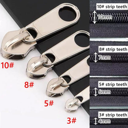 48 Pieces Metal Zipper Repair Accessories Set, Zipper Head Slider Retainer Box Insert Pin Top Bottom Stoppers for DIY Sewing Replacement Zipper Repair Kit 3# 5# 8# 10# (Platinum)