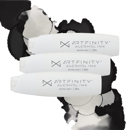 Alcohol Inks 3 Pack - Vibrant, Professional, Dye-Based Alcohol Inks for Artfinity Alcohol Markers, Artists, Drawing, & More! - Neutral Grey 7 NG7