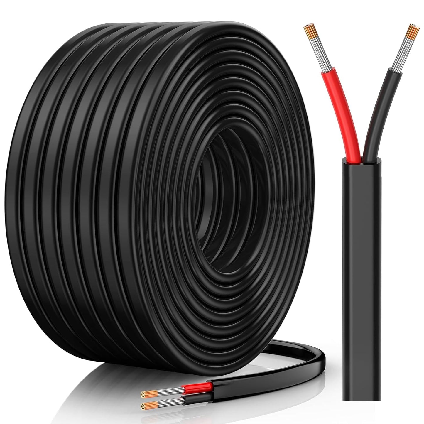 12 Gauge Wire, 12 AWG 2 Conductor Electrical Wire, Flexible/Oxygen-Free Tinned Copper/Stranded PVC 12/2 Cord for Automotive, Marine, LED Strips, Solar, RV, Lighting (30FT)