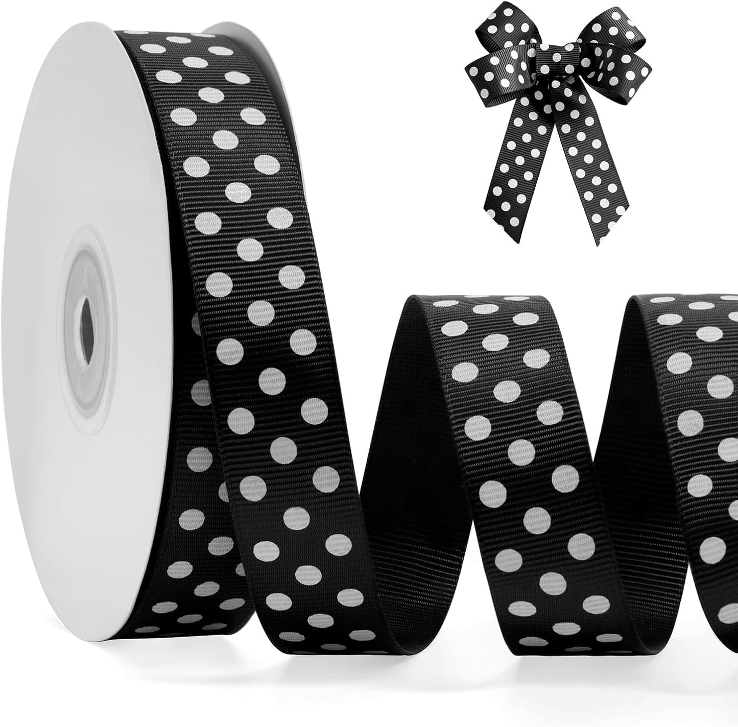 Polka Dot Grosgrain Ribbon 3/4 Inch, 25 Yards Spool Black and White Dot Craft Ribbon for Christmas Gift Wrapping DIY Crafts Hair Bows Wedding Party Decor Sewing and Home Decoration - Crafty Corner