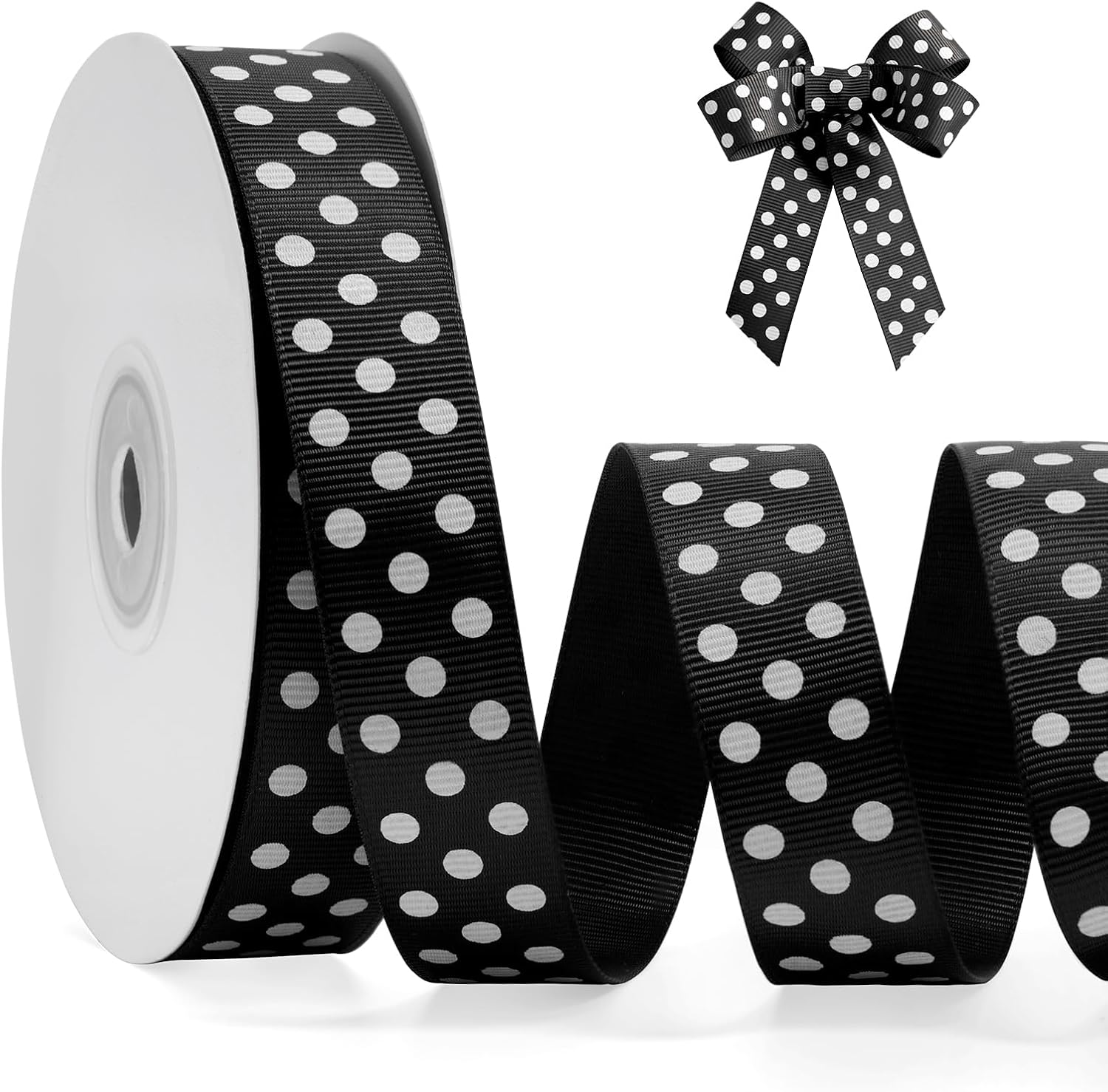 Polka Dot Grosgrain Ribbon 3/4 Inch, 25 Yards Spool Black and White Dot Craft Ribbon for Christmas Gift Wrapping DIY Crafts Hair Bows Wedding Party Decor Sewing and Home Decoration - Crafty Corner