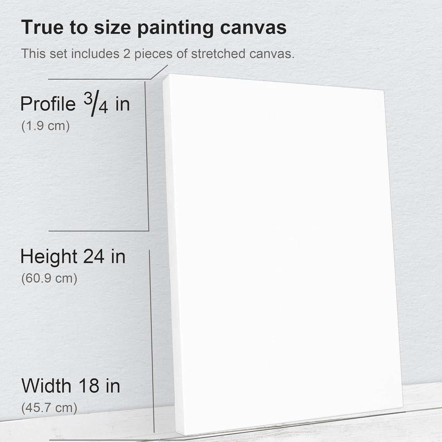 PHOENIX 18x24 Inch 2 Pack Artist Canvas - Large Stretched Canvases for Painting - 3/4 Inch Profile, 100% Cotton 11 Oz. Gesso Primed White Blank Professional Canvas Oil & Acrylic Paints