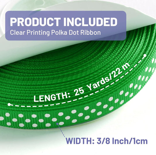 Polka Dot Grosgrain Ribbon 3/8 Inch, 25 Yards Spool Green and White Polka Dot Ribbon for Christmas Gift Wrapping DIY Crafts Hair Bows Wedding Party Decor Sewing and Home Decoration - Crafty Corner