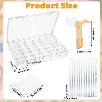 Prasacco Embroidery Floss Organizer 150 Bobbins 36 Compartment Storage Box with Bobbin Winder and Coding Stickers for Craft DIY Embroidery Cross Stitch Supplies