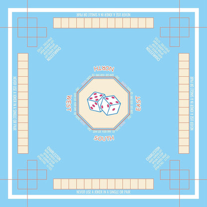 Mahjong Mat for Table 31.5"x31.5", MahJongg Mat Cloth Cover with Game Rules, Mahjong Tablecloth for Card Games, Tile Games, Board Games Table Mat (Sky Blue)