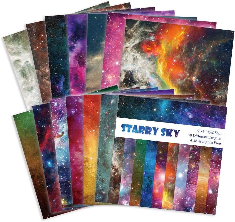 Origami Paper Kit 50 Sheets 70GSM 6 Inch Square Double Sided Color 50 Vivid Japanese Washi Chiyo Colors for Hand Crafts Origami Paper Arts Creativity.Galaxy - Crafty Corner