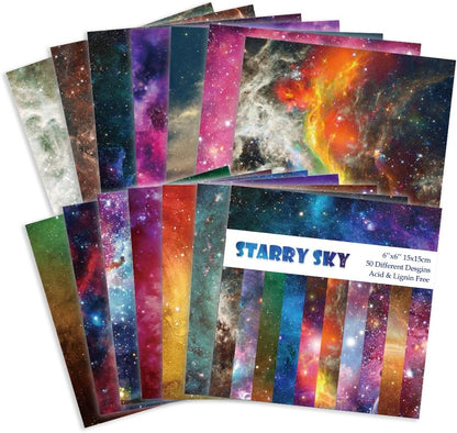 Origami Paper Kit 50 Sheets 70GSM 6 Inch Square Double Sided Color 50 Vivid Japanese Washi Chiyo Colors for Hand Crafts Origami Paper Arts Creativity.Galaxy - Crafty Corner