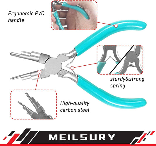 3-Piece jewelry pliers set includes a 6-in-1 bail making looping pliers, nylon jaw pliers, and Wire Looping and Bending plier tools for crafting, beading, and repairing - Crafty Corner