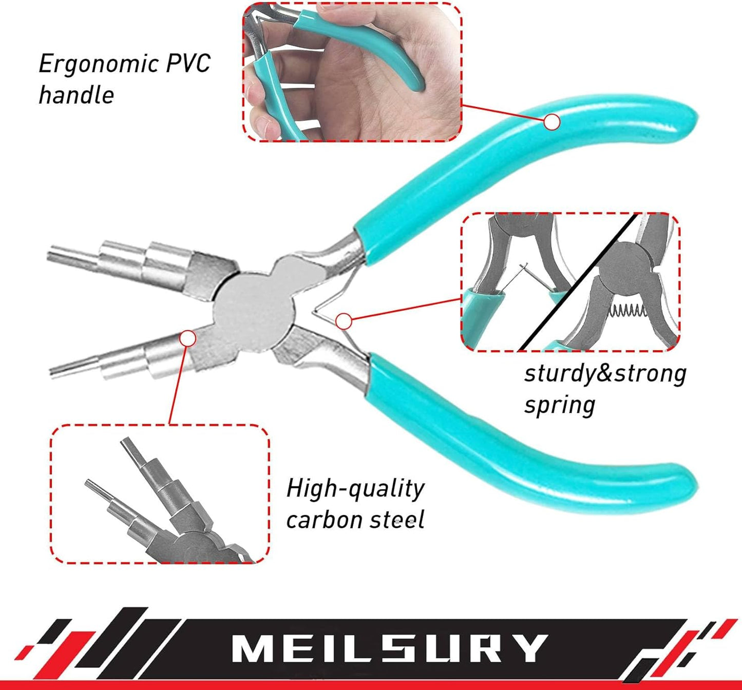3-Piece jewelry pliers set includes a 6-in-1 bail making looping pliers, nylon jaw pliers, and Wire Looping and Bending plier tools for crafting, beading, and repairing - Crafty Corner