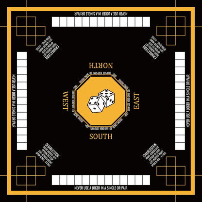 Mahjong Mat for Table 31.5''x31.5'', Non-Slip Mahjong Cloth Cover with Game Rules, Mahjong Tablecloth for Poker, Board Games Table Mat, Card Games, Tile Games, Dominoes (Black)