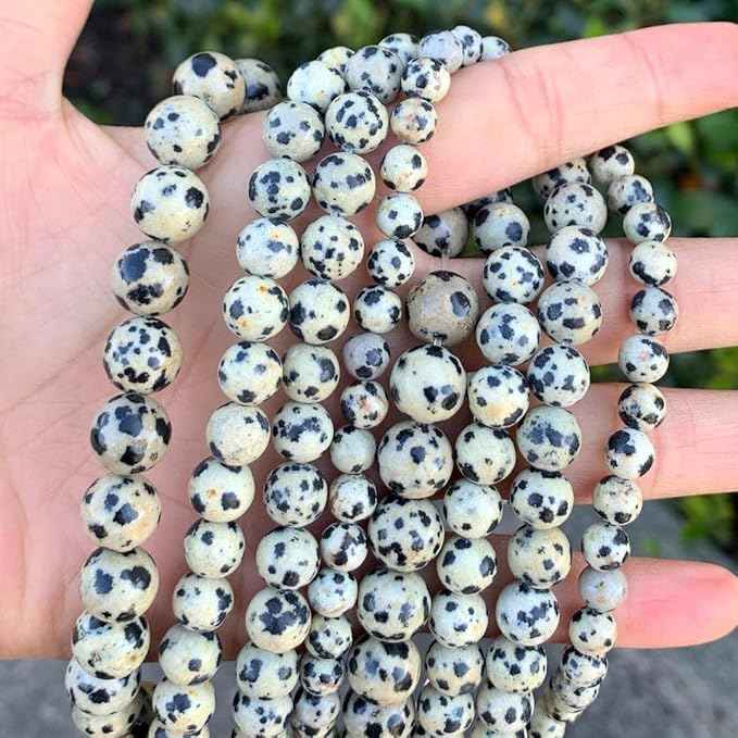 90pcs Adabele Natural Dalmatian Jasper Healing Gemstone 8mm (0.31 inch) Round Loose Beads Gem Stone Spacer for Craft Jewelry Making GF17-8