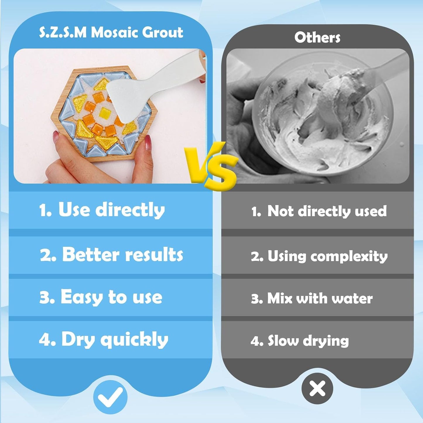 Mosaic Crystal Grout for Tiles Crafts–Handmade Mosaic Crystal Sealant & Translucent Grout for Handmade Decorate Tessellated Coasters ，No Need to add Water，Perfect for DIY Craft Projects（5oz）