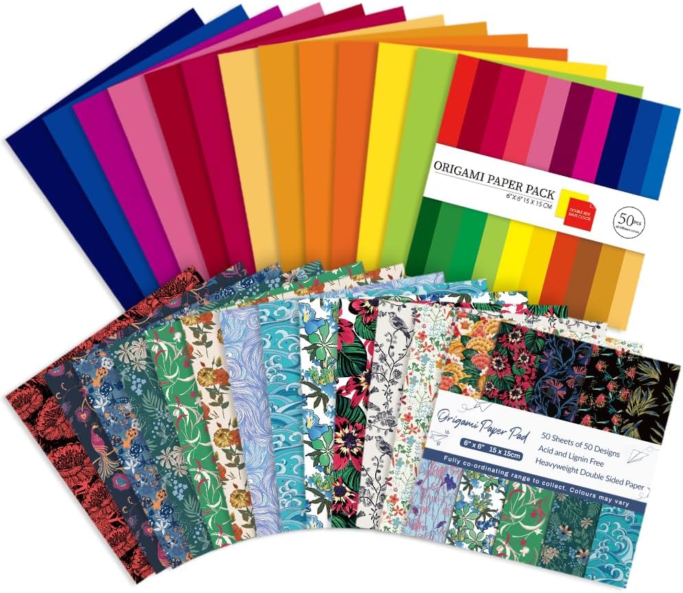 Origami Paper Kit Dobule Sided 100 Sheets 100 Colors 6 Inch Japanese Chiyo Square Easy Fold Arts Crafts DIY Handwork Origami Papers Beginner Solid Color Flower - Crafty Corner