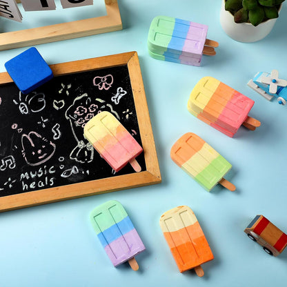 36 Pcs Ice Cream Sidewalk Chalk Set Multicolor Chalk Party Favors Bulk Washable Safe Outdoor Chalk for Kids Adults Fun Summer Playground Outdoor Activities Painting on Chalkboard Blackboard