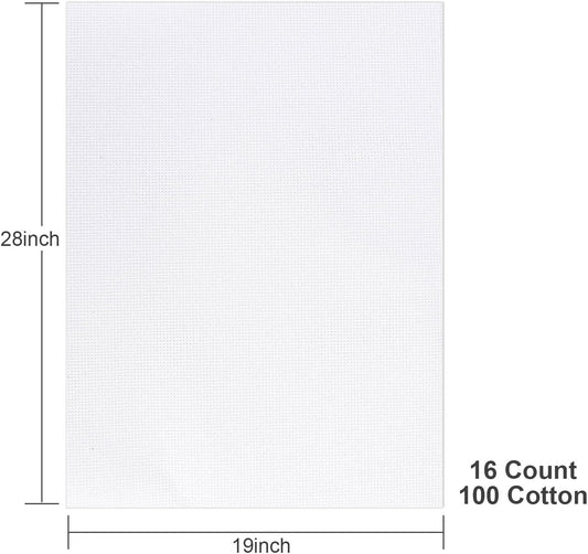 Aida Cloth 16 Count Cross Stitch Fabric,19×28inch (16CT, White)
