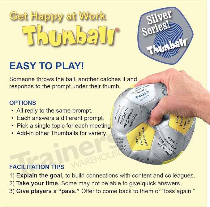 Trainers Warehouse 6" Thumball Collection, 32 Prompts for Conversation, Team Building, Relationship and Training