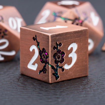 Purple & Red DND Metal Dice, 7PCS Aluminum Dice Set with Gift Case for Dungeons and Dragons, RPG, MTG, Pathfinder