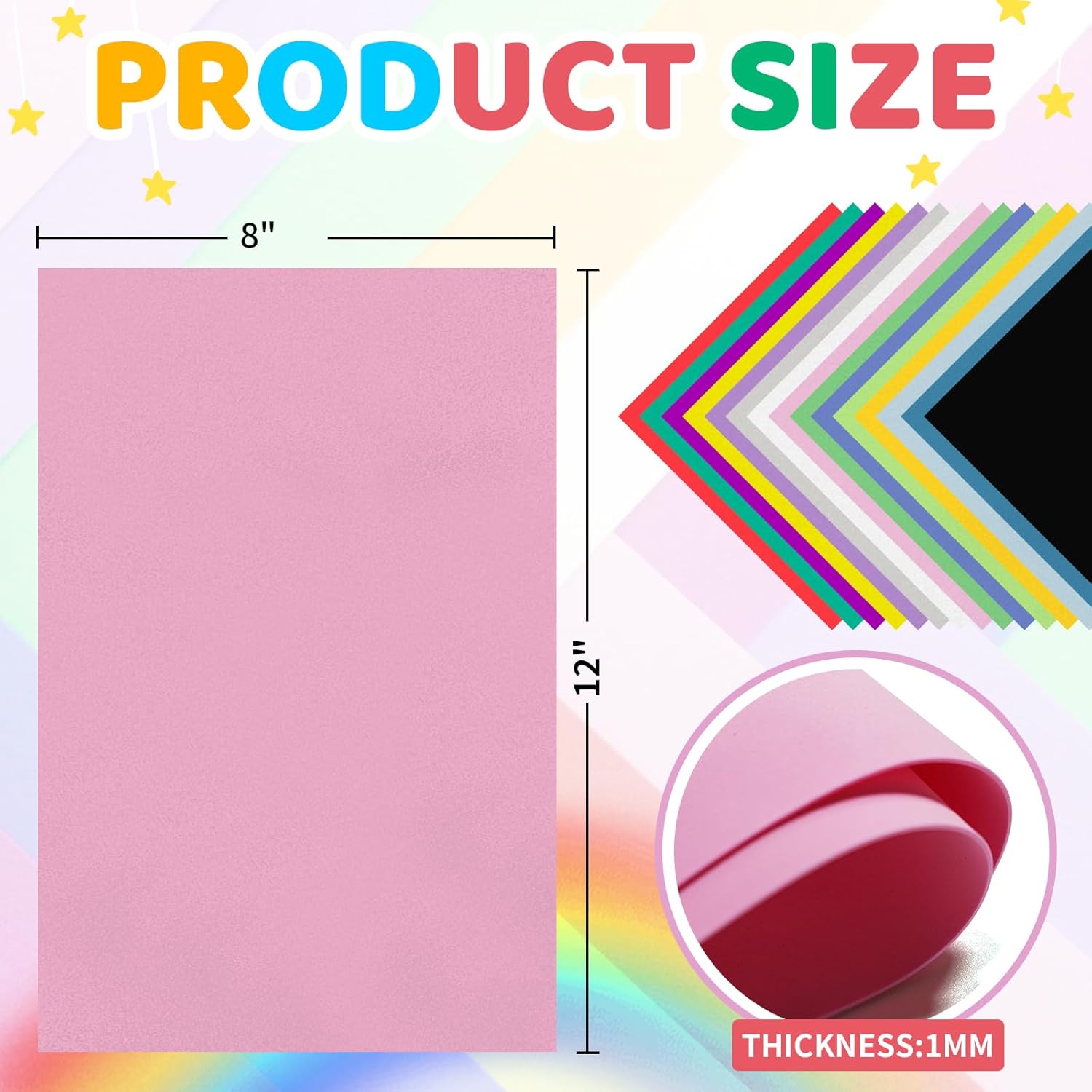 60 Pack EVA Foam Sheets, 12 x 8 Inch, 1mm Thick, Assorted 15 Colors Crafting Sponge Foam Paper for School Scrapbooking and DIY Craft Projects - Crafty Corner