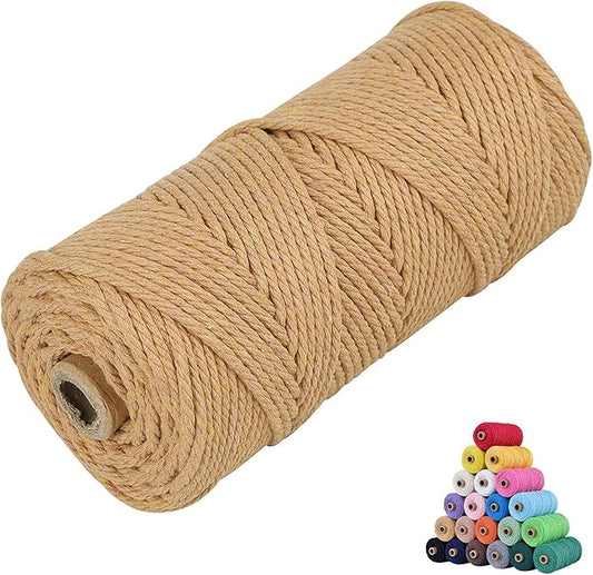 Macrame Cotton Cord 2mm x 219Yards, Coffee Natural Macrame Rope, Perfect Macrame Supplies Cotton Cord for Macrame Plant Hangers DIY Crafts (Coffee, 2mm*219Yards)